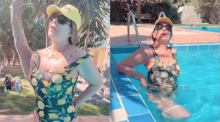 Άντζελα Δημητρίου: Ποζάρει στην πισίνα της φορώντας ολόσωμο μαγιό και κάνει χαμό στο tiktok