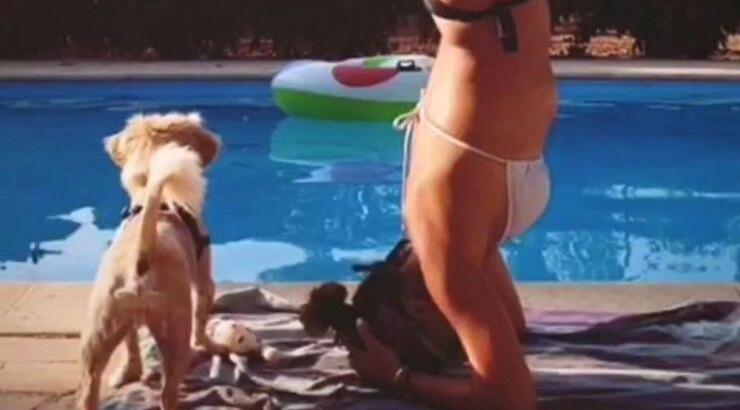 Κύπρια ηθοποιός κάνει κατακόρυφο δίπλα στην πισίνα και εντυπωσιάζει!