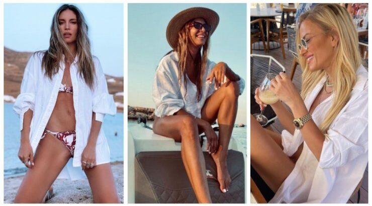 Λευκό πουκάμισο: Πώς να το φορέσεις με το μαγιό σου, σύμφωνα με 3 γυναίκες της μόδας