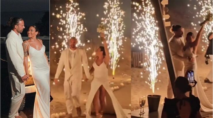 Βαλαβάνη – Μόργκαν: Η είσοδος τους στο γαμήλιο πάρτι στην παραλία Φαλάσαρνα