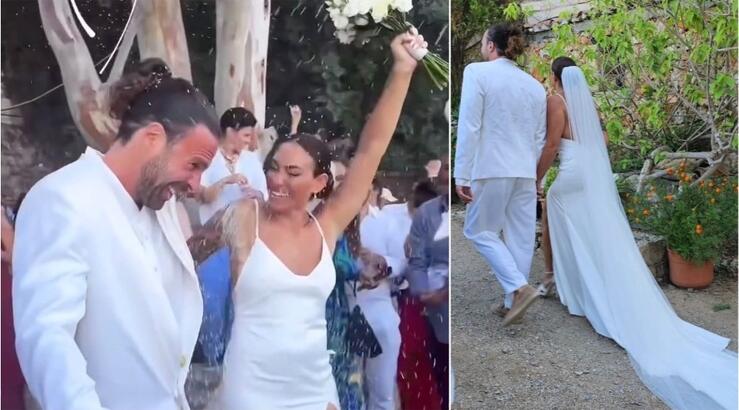 Ευρυδίκη Βαλαβάνη-Γρηγόρης Μόργκαν: Μόλις παντρεύτηκαν - Η έξοδος από την εκκλησία [βίντεο]