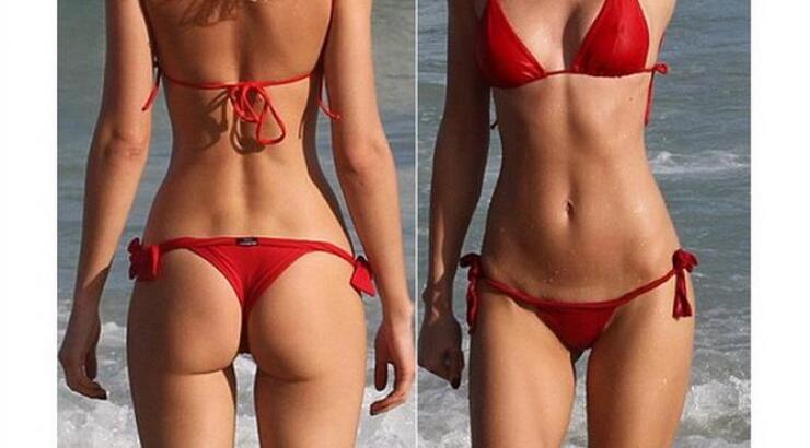 Με κόκκινο μαγιό ανεβάζει τη θερμοκρασία στο...κόκκινο!