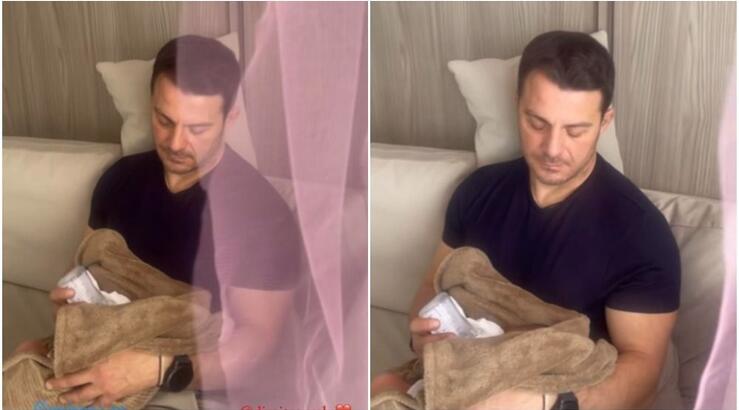 Γιώργος Αγγελόπουλος: Έχει στην αγκαλιά του τη νεογέννητη κορούλα του και την ταΐζει [βίντεο]