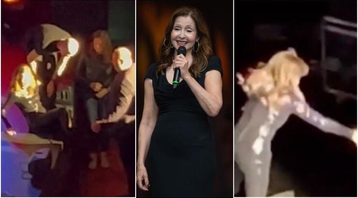 Bίκυ Λέανδρος: Δείτε το σοκαριστικό ατύχημα της ενώ τραγουδούσε - Έπεσε από σκηνή ενός μέτρου [βίντεο]