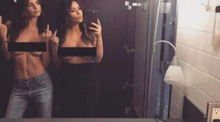 Kardashian – Ratajkowski: Ποζάρουν γυμνόστηθες και κάνουν άσεμνη χειρονομία