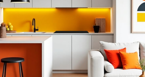 Περιορισμένες δόσεις χρωμάτων απογείωσαν μια λευκή κουζίνα