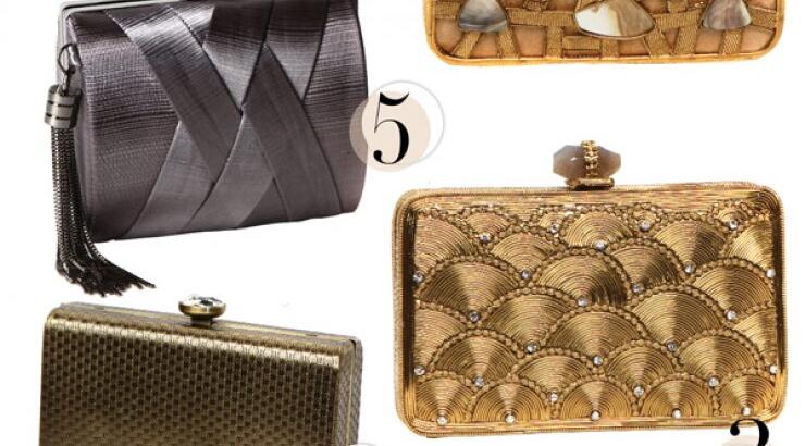 Metallic clutch bag