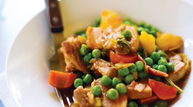 Πανσέτα με αρακά στην κατσαρόλα