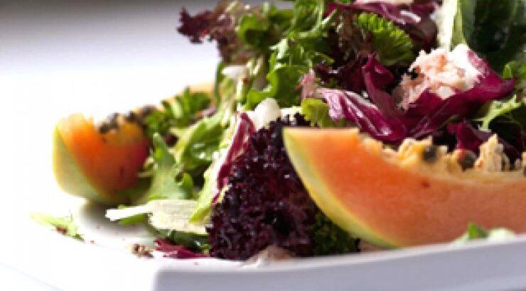 Σαλάτα με γαρίδες και παπάγια