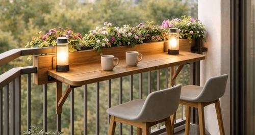 Ένα περιορισμένο μπαλκόνι έγινε μια cozy γωνιά χαλάρωσης