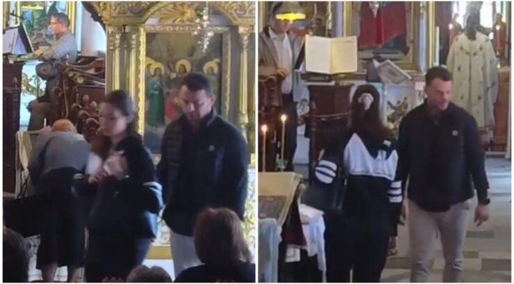 Γιώργος Αγγελόπουλος: Με την εγκυμονούσα σύζυγό του στο 40ήμερο μνημόσυνο της μητέρας του [εικόνες & βίντεο]