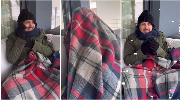 Χατζηγιάννης: Η προσπάθεια του να ζεσταθεί στο κρύο παραχωρώντας συνέντευξη από το μπαλκόνι του [βίντεο]