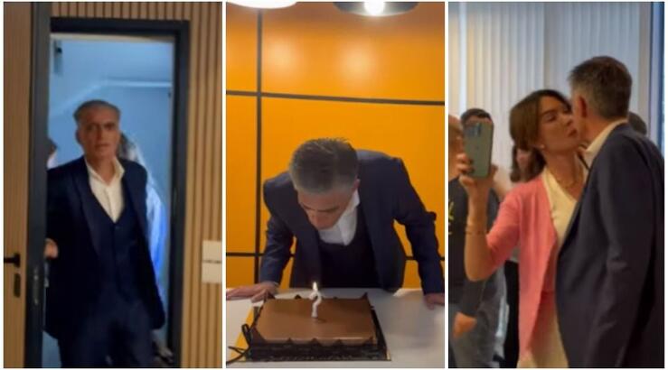 Γενέθλια για τον Νίκο Ευαγγελάτο: Η έκπληξη από την Τατιάνα Στεφανίδου και το γλυκό τους φιλί [βίντεο]