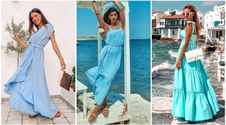 Γαλάζιο φόρεμα: 3 κορίτσια της μόδας που το φόρεσαν