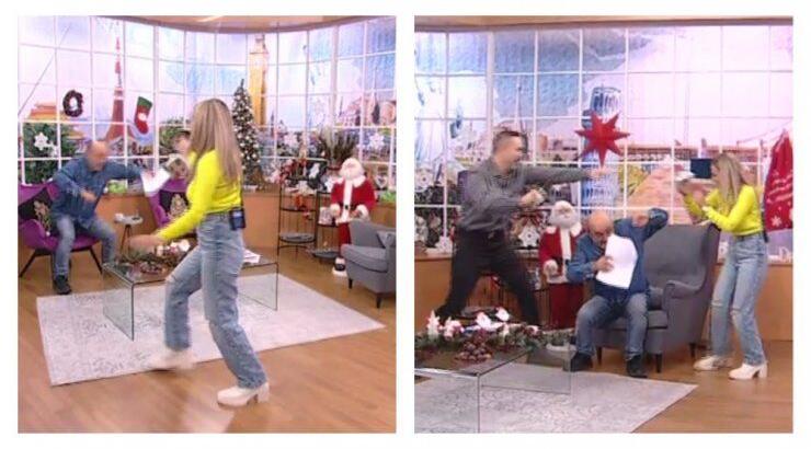 Με ξίφος η Γιώτα Δαμιανού στο πλατό – Ο τρόμος του Ανδρέα Δημητρόπουλου [βίντεο]