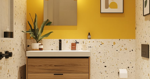 Ο υπέροχος συνδυασμού του κίτρινου και του terrazzo