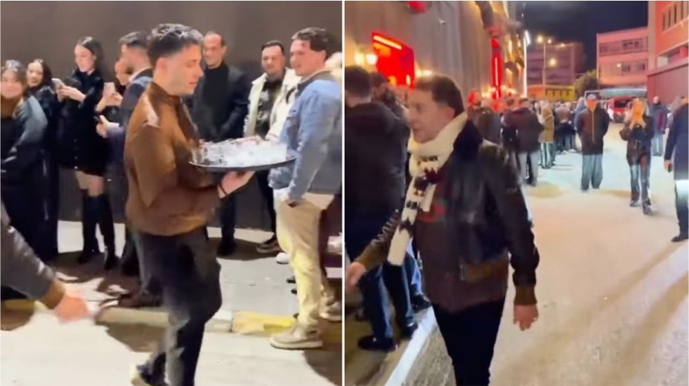 Μαζωνάκης: Βγήκε έξω στον κόσμο που περίμενε στο κρύο και τους κέρασε σφηνάκια [βίντεο]