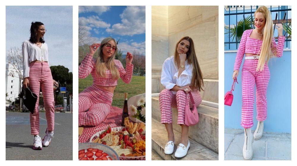 4 fashion girls φοράνε το ροζ καρό παντελόνι του Zara | Ι LOVE STYLE